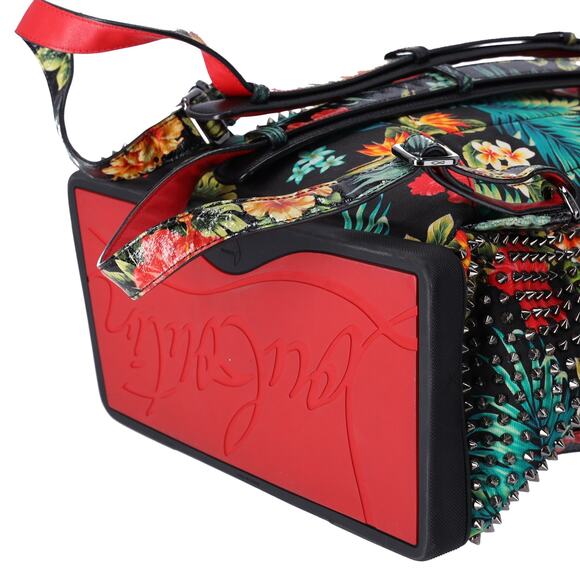 Christian Louboutin Explorer Funk Backpack Black Green Multi Canvas Floral - Picture 5 of 6